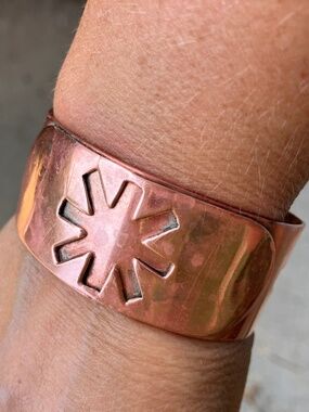 Vintage 1" Wide Copper Asterisk Cuff Bracelet